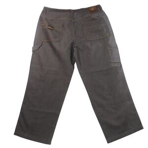 Enyce Mens 38 Baggy Carpenter Pants Grey Metallic Twill Y2K Streetwear Wide Leg